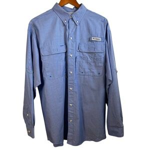 Columbia PFG Blue Casual Button Down Shirt Lightweight Medium NWT